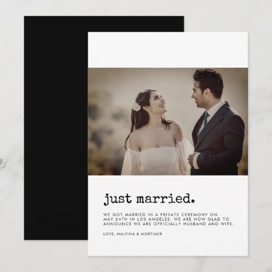 Minimale gewoon gehuwde typefootkaart voor schrijf kaart (Voorkant / Achterkant)