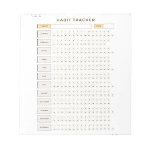 Minimale Gewoonte Tracker Beige Rasterontwerp Notitieblok