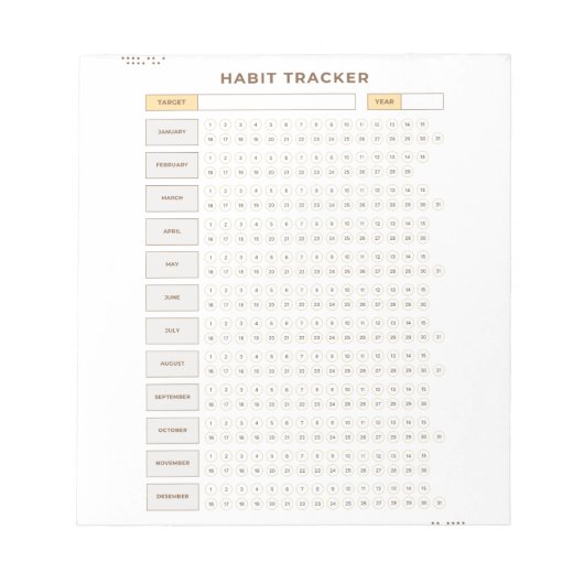 Minimale Gewoonte Tracker Beige Rasterontwerp Notitieblok (Voorkant)