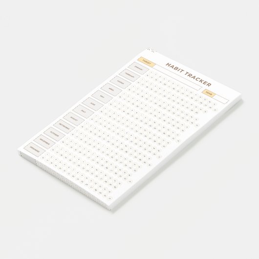 Minimale Gewoonte Tracker Beige Rasterontwerp Post-it® Notes (Schuin)