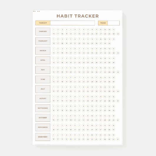 Minimale Gewoonte Tracker Beige Rasterontwerp Post-it® Notes (Voorkant)