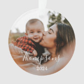 Minimale gezagsfoto, aangepast naamscript & jaar ornament (voorkant)