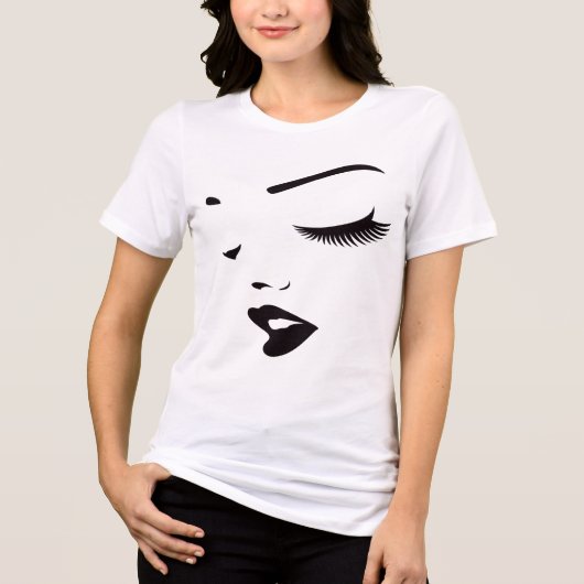 Minimale Gezicht Lijnkunst Dames T-Shirt (Voorkant)
