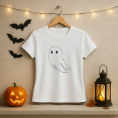 Minimale Ghost Outline Halloween T-shirt