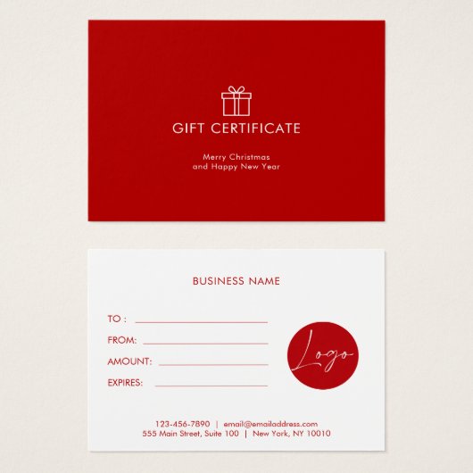 Minimale Gift Voucher Visitekaartje (Voorkant /achterkant)