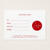 Minimale Gift Voucher Visitekaartje (Achterkant)