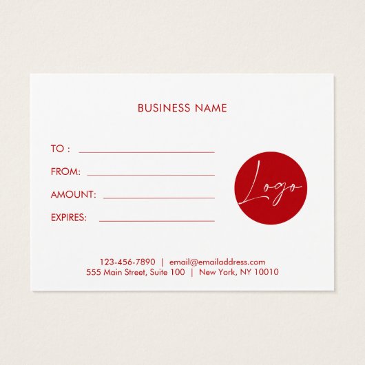 Minimale Gift Voucher Visitekaartje (Achterkant)