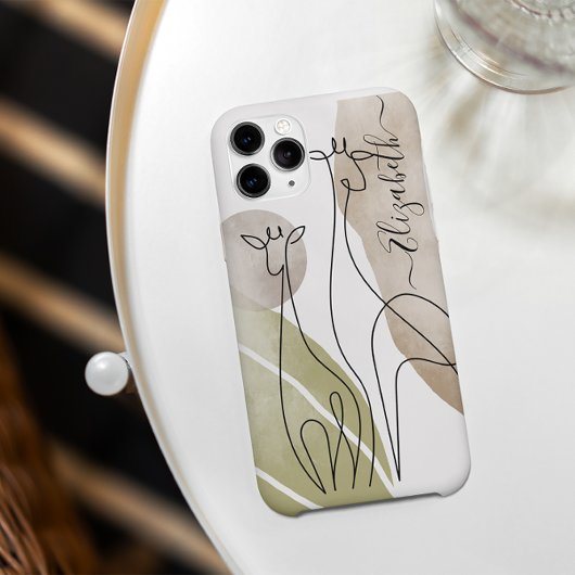 Minimale Giraffe - Continue lijntekentekening Case-Mate iPhone Case