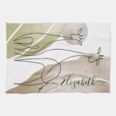 Minimale Giraffe - Continue lijntekentekening Theedoek (Horizontaal)