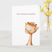 Minimale Giraffe Tekening op persoonlijke titel Kaart (Gele Bloem)
