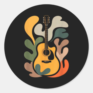Minimale gitaar abstracte kunst grappige muziek li ronde sticker