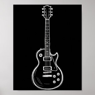 Minimale gitaar lijn kunst grappige muziek liefheb poster