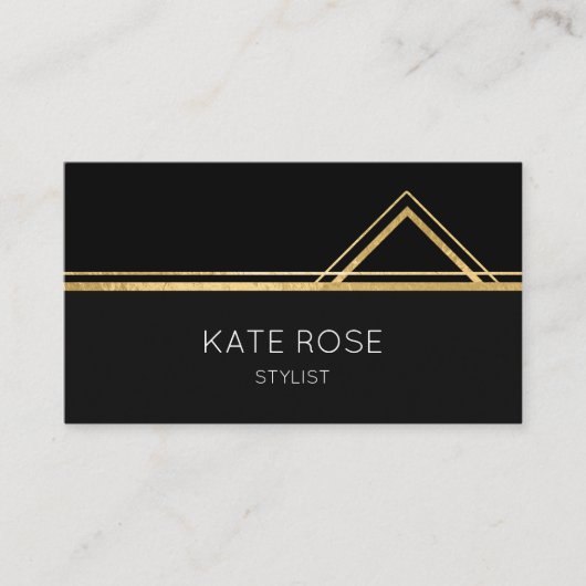 Minimale Glam Golden Black White Geometric Vip Visitekaartje (Voorkant)
