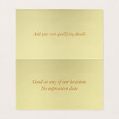 Minimale Gold 50 dollar gevouwen kaartje Kaart (Binnenkant ongevouwen)