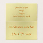 Minimale Gold 50 dollar gevouwen kaartje Kaart (Buitenkant ongevouwen)