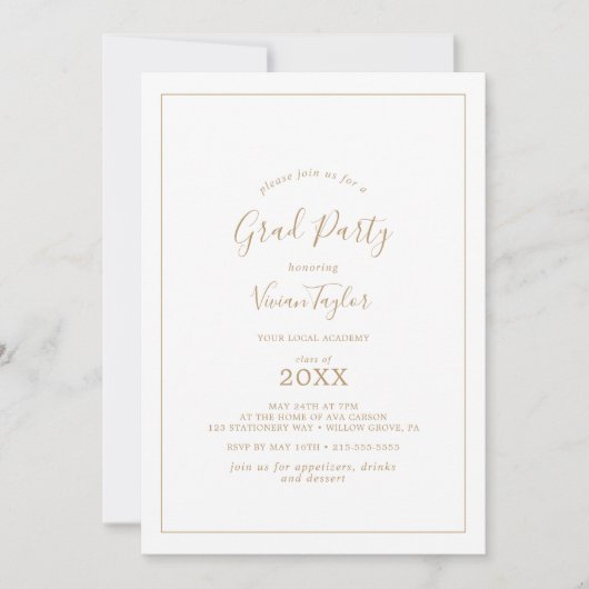 Minimale Gold Afstudeerder Party Kaart (Voorkant)