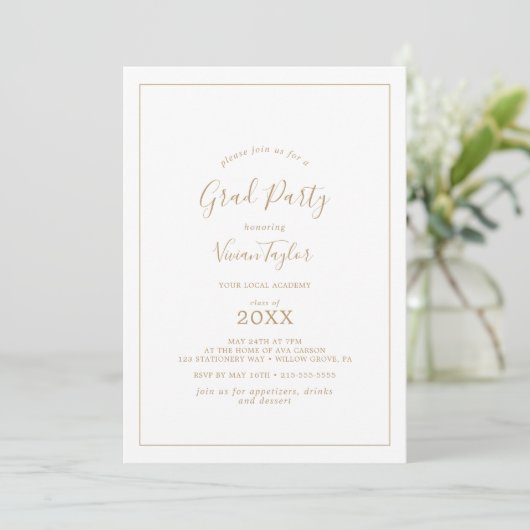 Minimale Gold Afstudeerder Party Kaart (Staand voorkant)