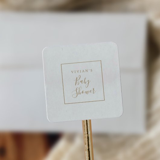 Minimale Gold Baby shower Envelope-zegels Vierkante Sticker