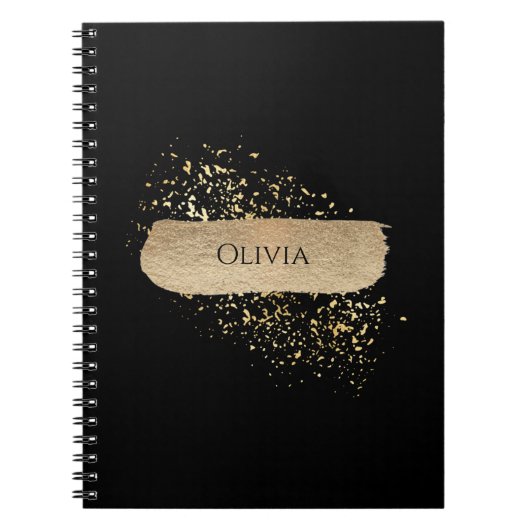 Minimale Gold Black Modern Gold-Spletters Notitieboek (Voorkant)