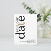 Minimale Gold Black White QR Code Save the Date Briefkaart (Staand voorkant)