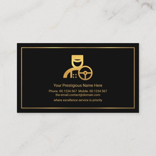 Minimale Gold Borders Limo Chauffeur Service Visitekaartje (Achterkant)