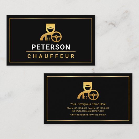 Minimale Gold Borders Limo Chauffeur Service Visitekaartje (Voorkant / Achterkant)