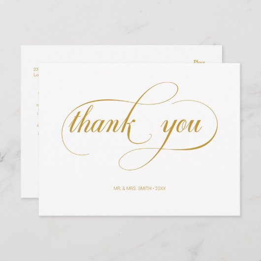 Minimale Gold Calligraphy Script Wedding Hartelijk Briefkaart (Voorkant / Achterkant)