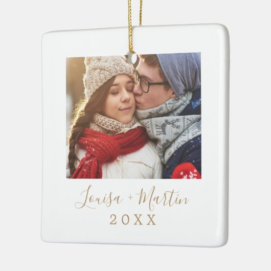 Minimale Gold Couples Keepomwille Photo Keramisch Ornament (Links)