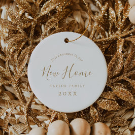 Minimale Gold Eerste Kerstmis in onze nieuwe homef Keramisch Ornament