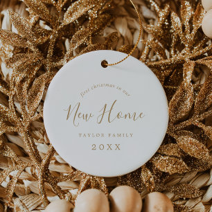 Minimale Gold Eerste Kerstmis in onze nieuwe homef Keramisch Ornament
