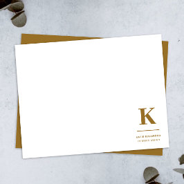 Minimale Gold Elegant Sophisticated Luxe Monogram Notitiekaartje