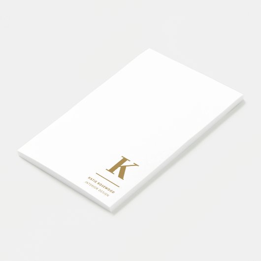 Minimale Gold Elegant Sophisticated Luxe Monogram Post-it® Notes (Schuin)