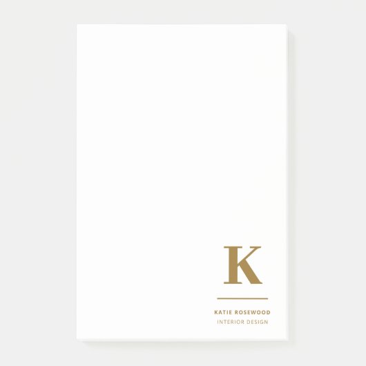 Minimale Gold Elegant Sophisticated Luxe Monogram Post-it® Notes (Voorkant)