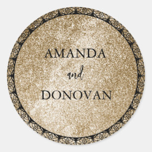 Minimale Gold- en zwarte-weddenschapenvelop Ronde Sticker