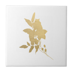 Minimale Gold Flower Bouquet Silhouette Tegeltje