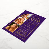 Minimale Gold Foil Paars Arch Photo Afstuderen Folie Uitnodiging (Gedraaid)