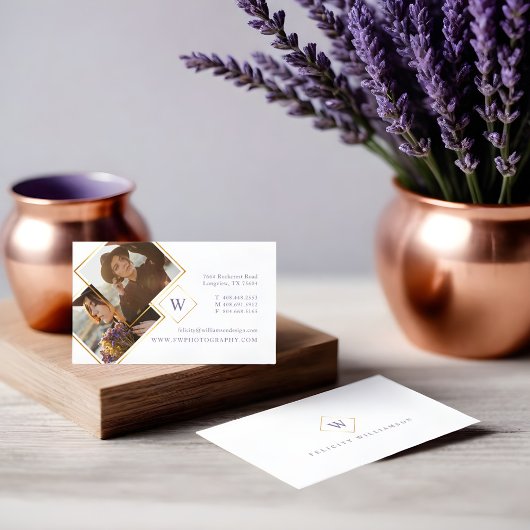 Minimale Gold Geometric Photo Lijst & Monogram Visitekaartje
