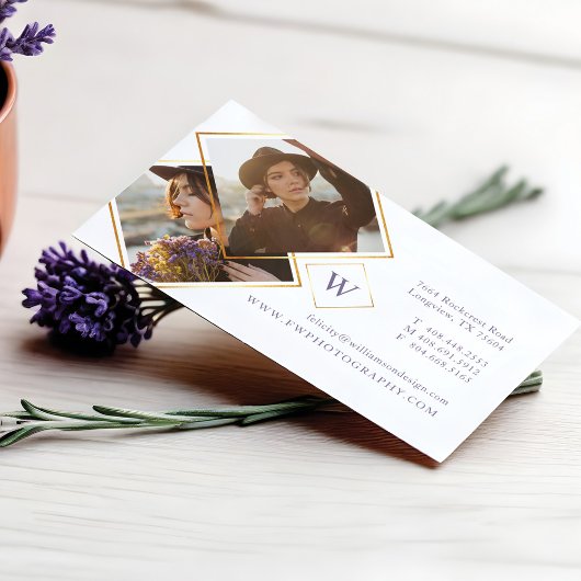 Minimale Gold Geometric Photo Lijst & Monogram Visitekaartje