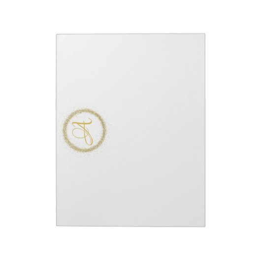 *~* Minimale Gold Glitter Monogram Initiaal Girly Notitieblok (Linkerzijde)