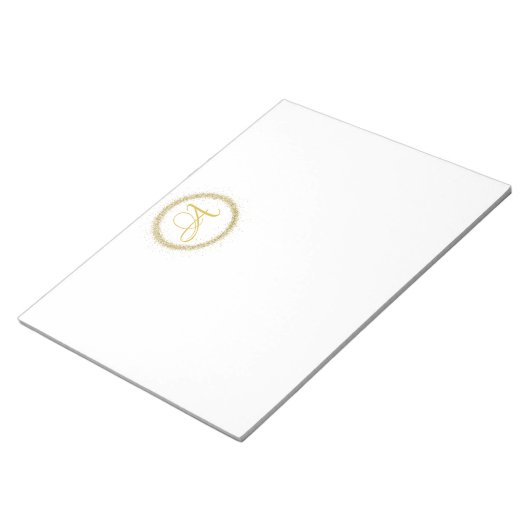*~* Minimale Gold Glitter Monogram Initiaal Girly Notitieblok (Schuin)