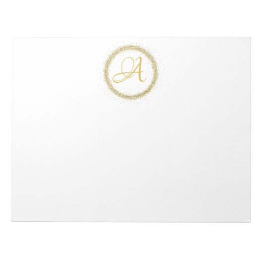 *~* Minimale Gold Glitter Monogram Initiaal Girly Notitieblok (Voorkant)