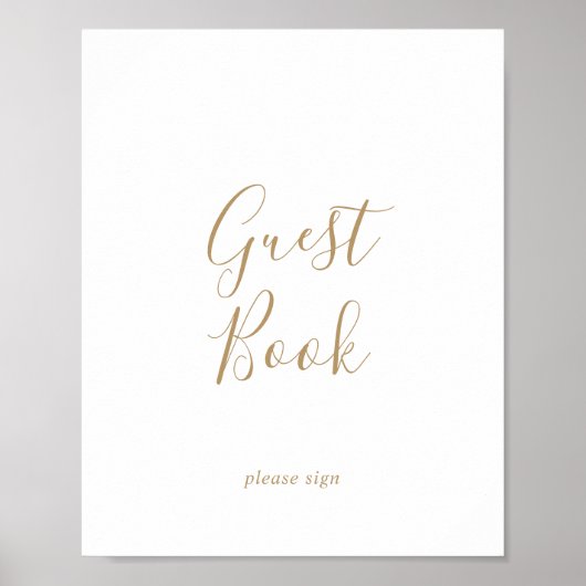 Minimale Gold Guest Book Sign Poster (Voorkant)