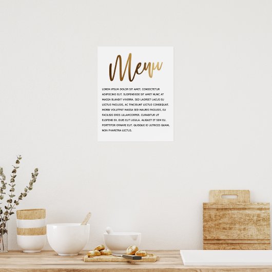 Minimale Gold Handwriting Simple Event Menu Poster (Keuken)