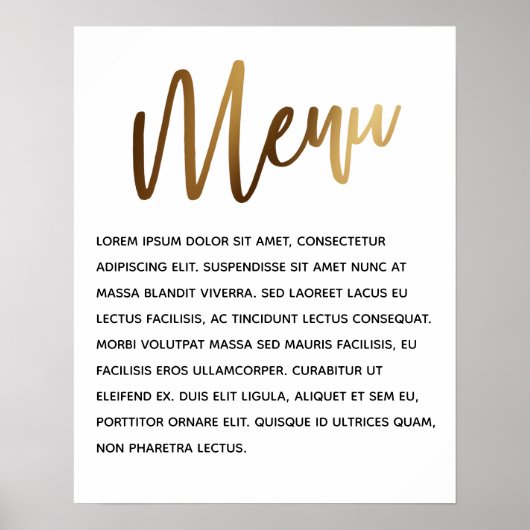Minimale Gold Handwriting Simple Event Menu Poster (Voorkant)