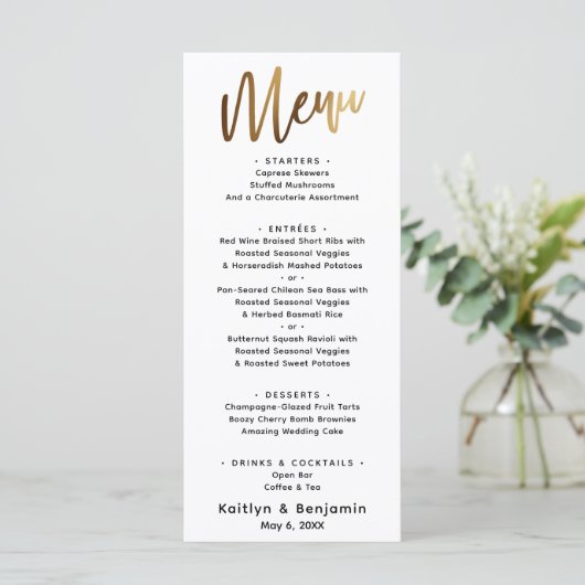 Minimale Gold Handwriting Simple Typografie Menu (Staand voorkant)