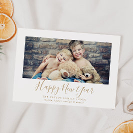 Minimale Gold Happy Nieuwjaar Landscape Foto Feestdagenkaart