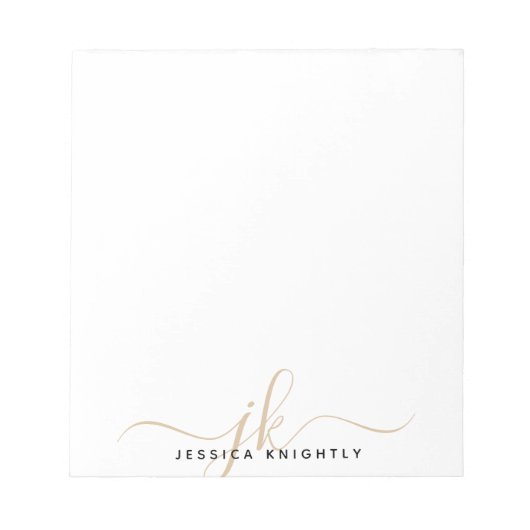 Minimale Gold-Initialen voor modern Script Monogra Notitieblok (Voorkant)