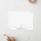Minimale Gold-Initialen voor modern Script Monogra Notitiekaartje (Voorkant / Achterkant in situ)