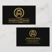 Minimale Gold Line Auto Repair Garage Visitekaartje (Voorkant / Achterkant)
