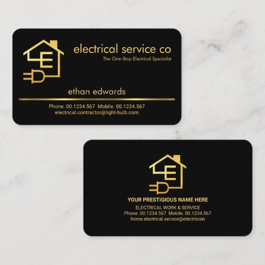 Minimale Gold Line Electricia-service Visitekaartje (Voorkant / Achterkant)